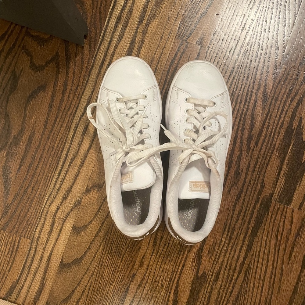 Adidas White and Gold Sneaker